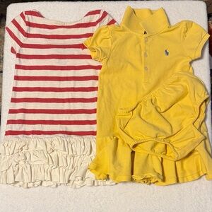 Polo by Ralph Lauren Red Striped and Yellow Kids Matching Set